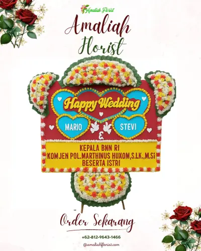 Karangan Papan Bunga Pernikahan di Maricaya Baru